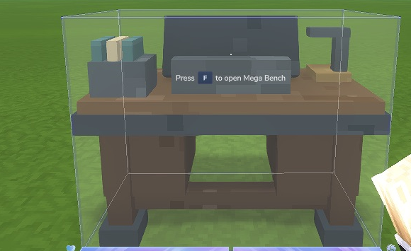 The corrected collision outline surrounds the visible Mega Bench.