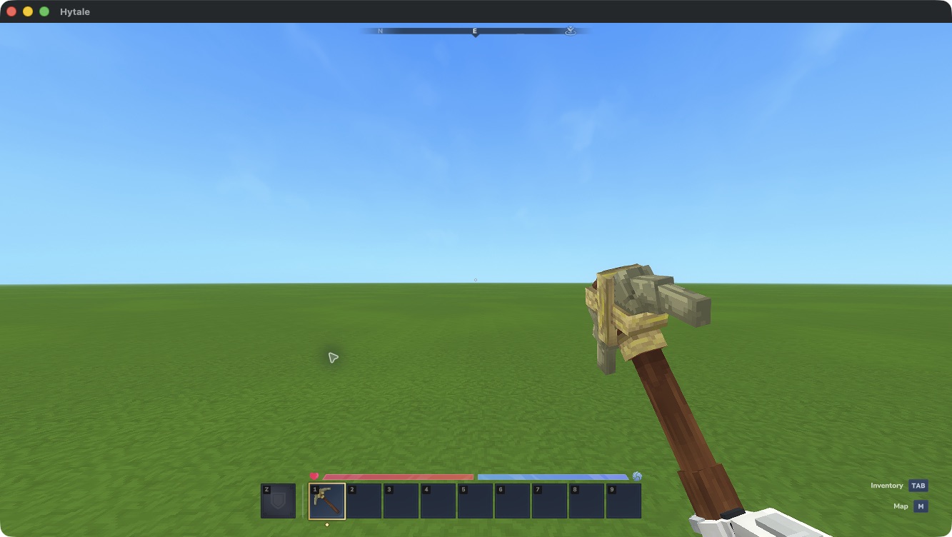 Robot holding its own crude pickaxe
