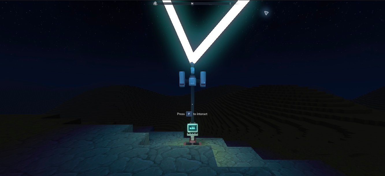Tall signal mast with an angled computer and lit base