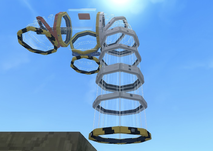 White straight sucker rising into a gold splitter, with blue and coral stops